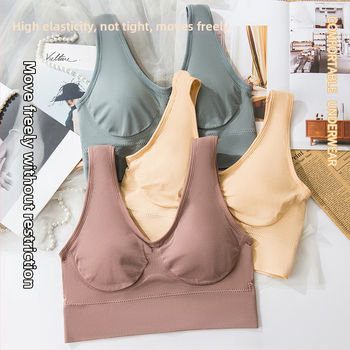 Bezvadu sporta krūšturis no neilona ar pilnu krūšu kausu, plānu veidotu kausu, bezšuvju muguru, elpojošs un ērts, piemērots jogai, skriešanai un gulēšanai