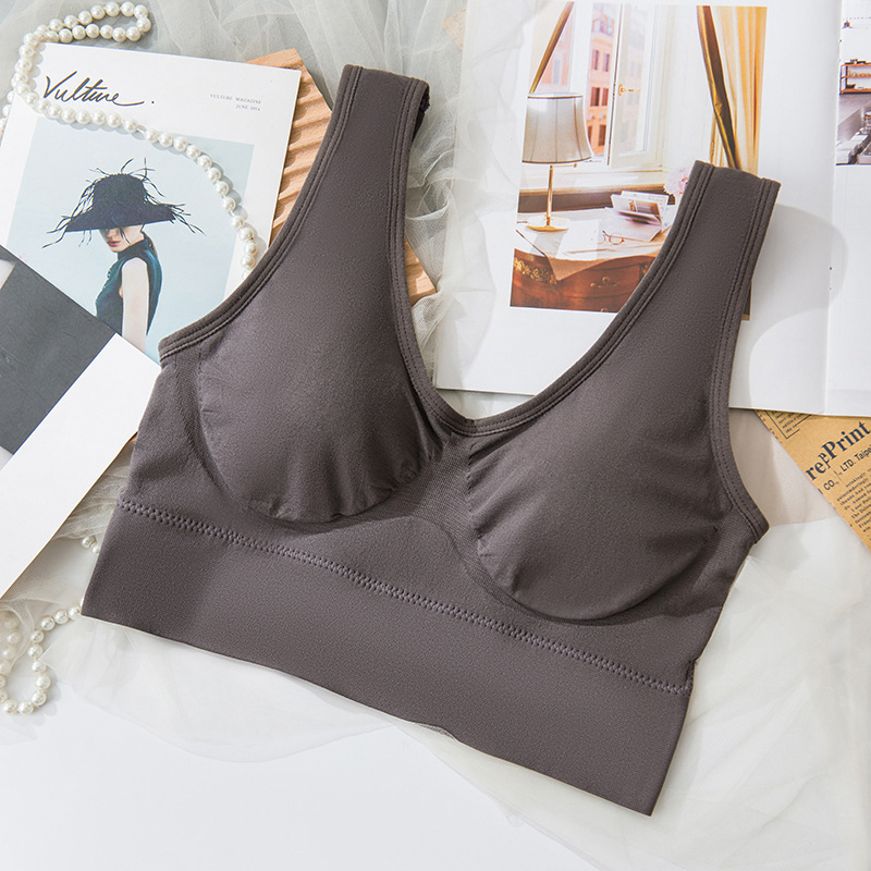 Bezvadu sporta krūšturis no neilona ar pilnu krūšu kausu, plānu veidotu kausu, bezšuvju muguru, elpojošs un ērts, piemērots jogai, skriešanai un gulēšanai