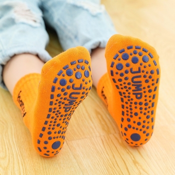 Детски антихлъзгащи чорапи за пода, средно дълги до прасеца, модел с букви, дишащ чесан памук, за деца на възраст 3–8 години