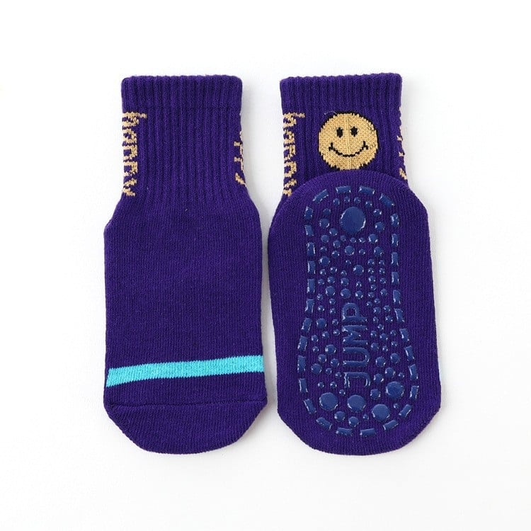 Детски антихлъзгащи чорапи за пода, средно дълги до прасеца, модел с букви, дишащ чесан памук, за деца на възраст 3–8 години