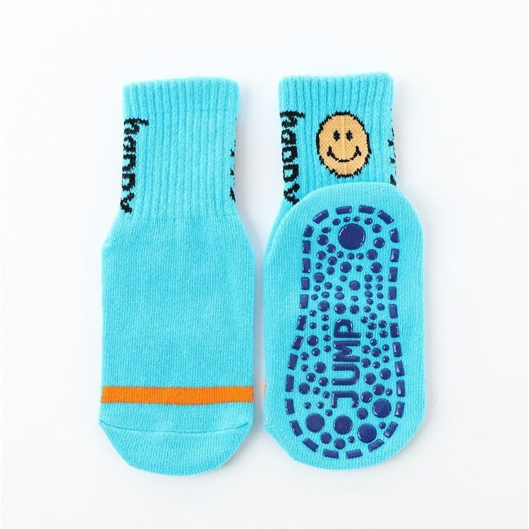 Детски антихлъзгащи чорапи за пода, средно дълги до прасеца, модел с букви, дишащ чесан памук, за деца на възраст 3–8 години