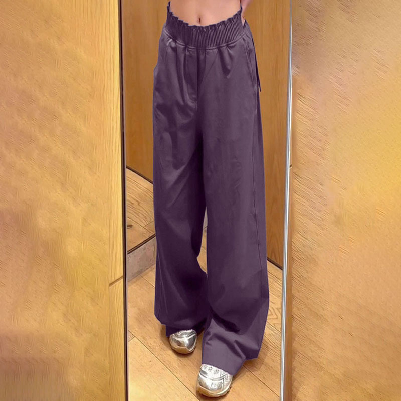 Sieviešu plašās sporta bikses skrējējiem ar ruļveidīgu elastīgo jostu, vidēji augstu jostas vietu, neilona audums, mitruma vadība