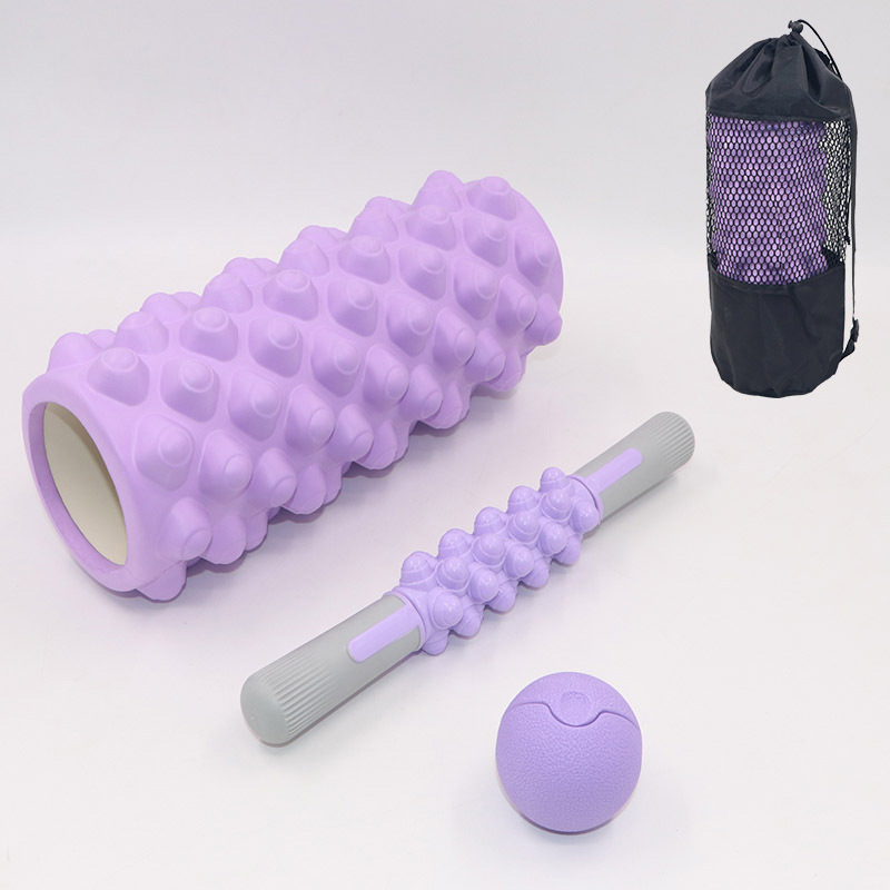 Jogas kolonnas masāžas nūja ar trīsstūra formu un fasijas bumbiņu komplektu, EVA, zīmols Obe