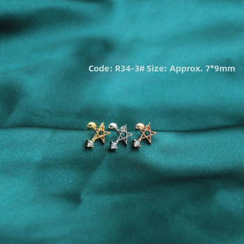 Maiya Jewelry auskarai - Titano plienas, elektroplatinė danga, gėlių forma, Korėjos stilius