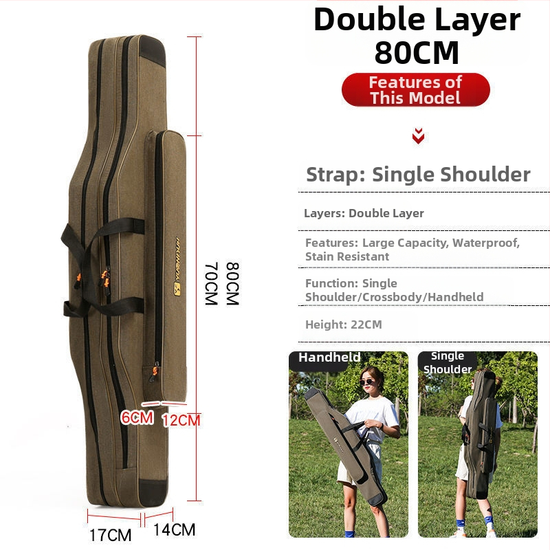 Τσάντα καμβά για καλάμια ψαρέματος, Μεγάλη χωρητικότητα, Μάρκα Unique, Όχι αδιάβροχο