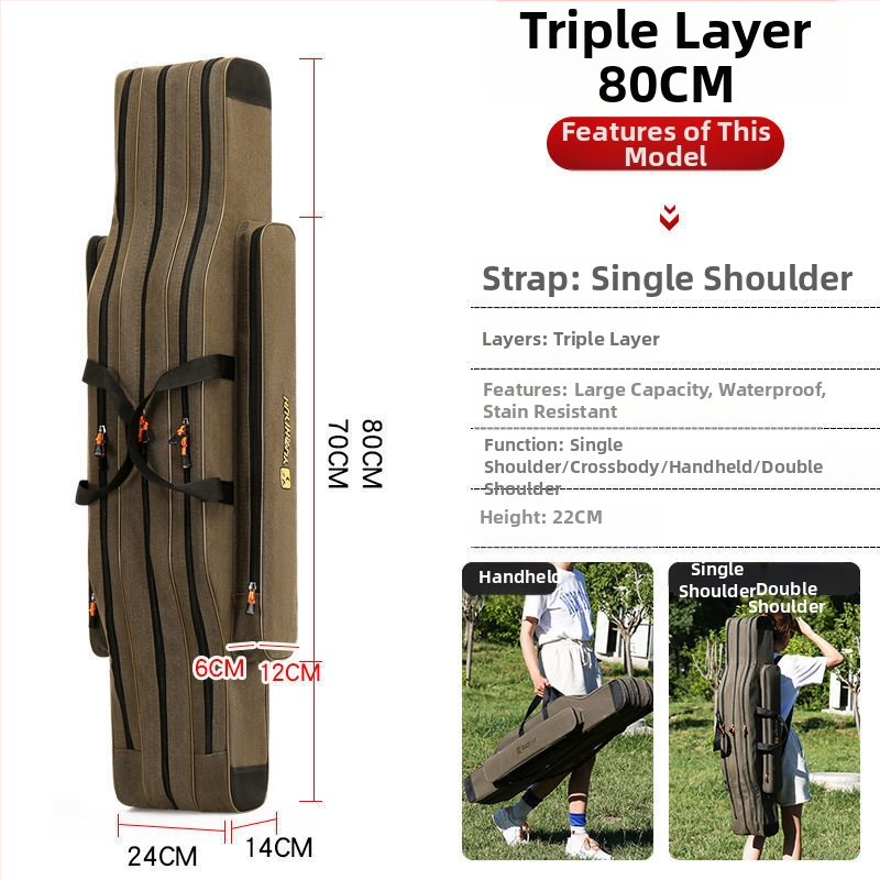 Τσάντα καμβά για καλάμια ψαρέματος, Μεγάλη χωρητικότητα, Μάρκα Unique, Όχι αδιάβροχο