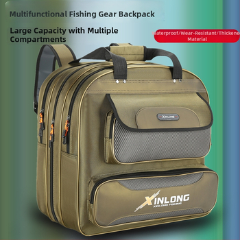 Τσάντα Ψαρέματος από Καμβά με Θήκες για Καρέκλα, Δίχτυ και Κουτί Φλοτέρ – Πολυλειτουργική Τσάντα Αποθήκευσης Εξοπλισμού Ψαρέματος