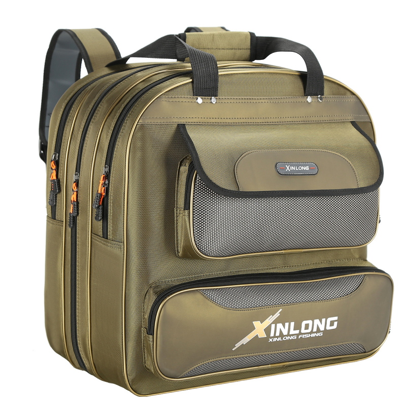 Τσάντα Ψαρέματος από Καμβά με Θήκες για Καρέκλα, Δίχτυ και Κουτί Φλοτέρ – Πολυλειτουργική Τσάντα Αποθήκευσης Εξοπλισμού Ψαρέματος