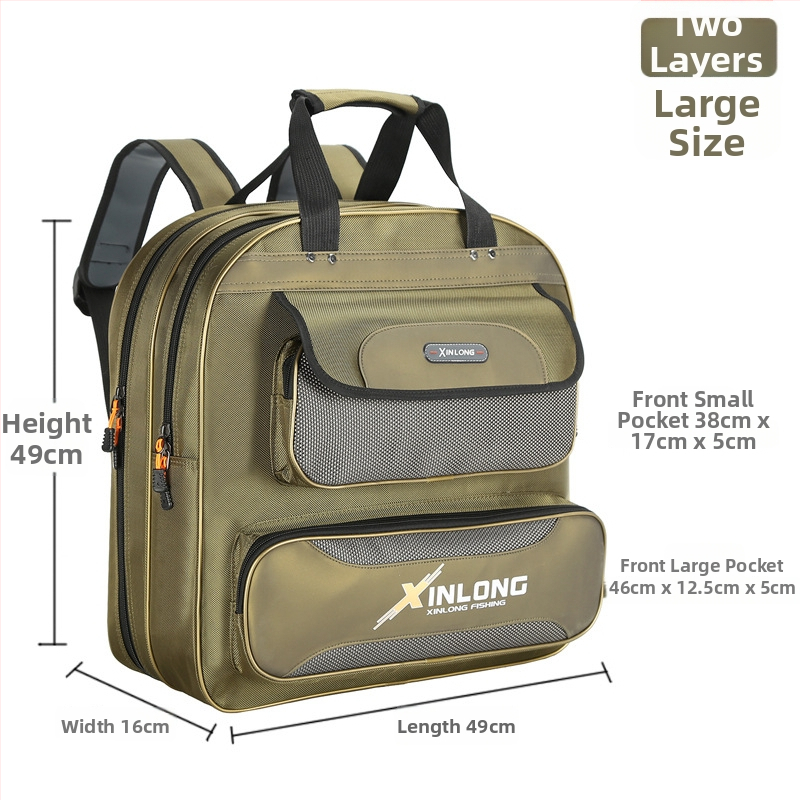 Τσάντα Ψαρέματος από Καμβά με Θήκες για Καρέκλα, Δίχτυ και Κουτί Φλοτέρ – Πολυλειτουργική Τσάντα Αποθήκευσης Εξοπλισμού Ψαρέματος