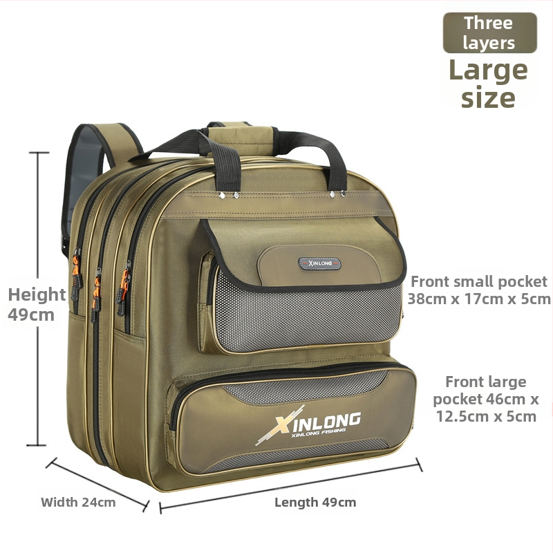 Τσάντα Ψαρέματος από Καμβά με Θήκες για Καρέκλα, Δίχτυ και Κουτί Φλοτέρ – Πολυλειτουργική Τσάντα Αποθήκευσης Εξοπλισμού Ψαρέματος