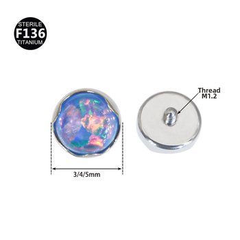 Kūno piercing papuošalai – išorinis sriegis su Opalo kristalu, G23 titano lydinys, geometrija forma, elektro platinimas