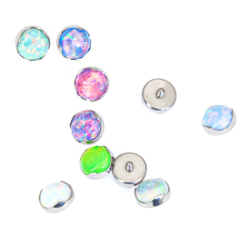 Kūno piercing papuošalai – išorinis sriegis su Opalo kristalu, G23 titano lydinys, geometrija forma, elektro platinimas