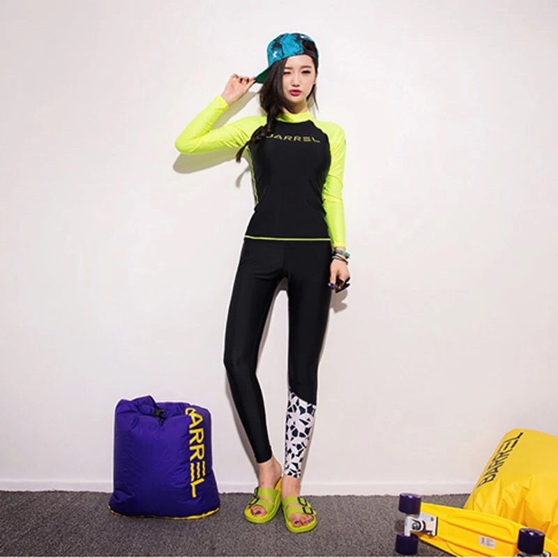 Sievietēm UV aizsargājošs garas piedurknes peldkostīms ar medūzas stilu, nylon materiāls, dalīts dizains, trīs daļu komplekts, konservatīvs siluets, mīļš japāņu iedvesots peldkostīms plūšanai un termālajiem avotiem