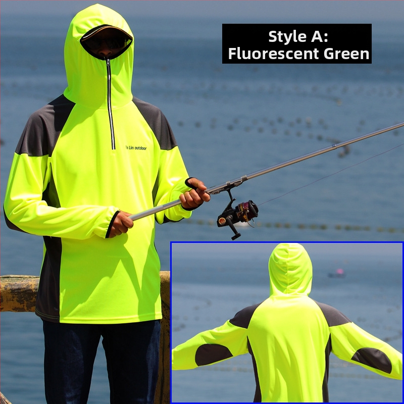 Vīriešu makšķerēšanas apģērbs, pret kukaiņiem, elpojošs, ātri žūst, Ice Silk audums, poliestera un polipropilēna maisījums