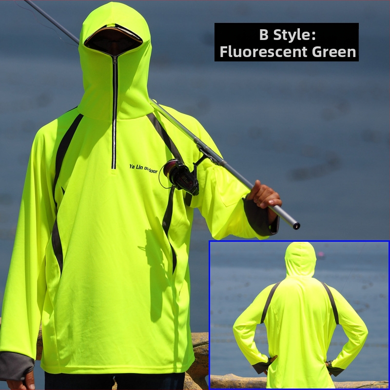 Vīriešu makšķerēšanas apģērbs, pret kukaiņiem, elpojošs, ātri žūst, Ice Silk audums, poliestera un polipropilēna maisījums