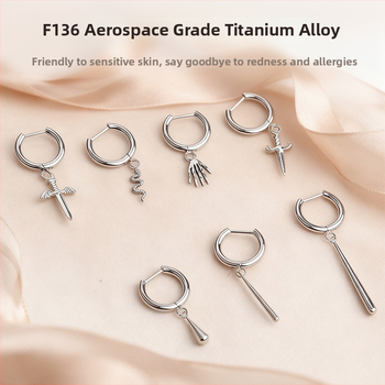 D formos titano lydinio auskarai su intarsija, unisex, minimalistinis stilius, ilgas pakabukas