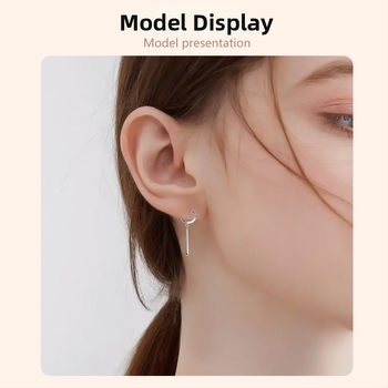 D formos titano lydinio auskarai su intarsija, unisex, minimalistinis stilius, ilgas pakabukas