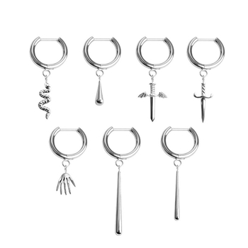 D formos titano lydinio auskarai su intarsija, unisex, minimalistinis stilius, ilgas pakabukas