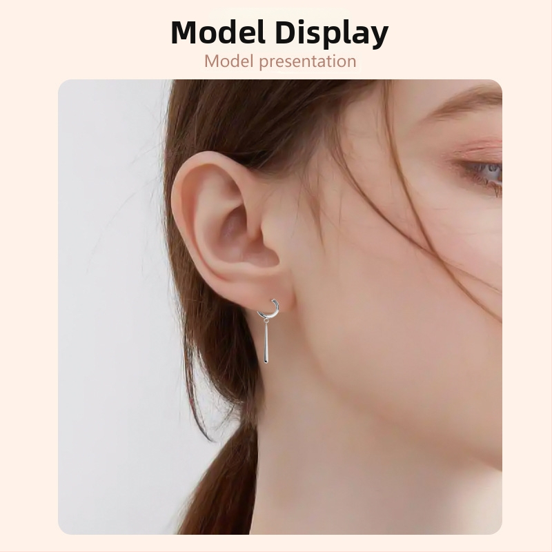 D formos titano lydinio auskarai su intarsija, unisex, minimalistinis stilius, ilgas pakabukas