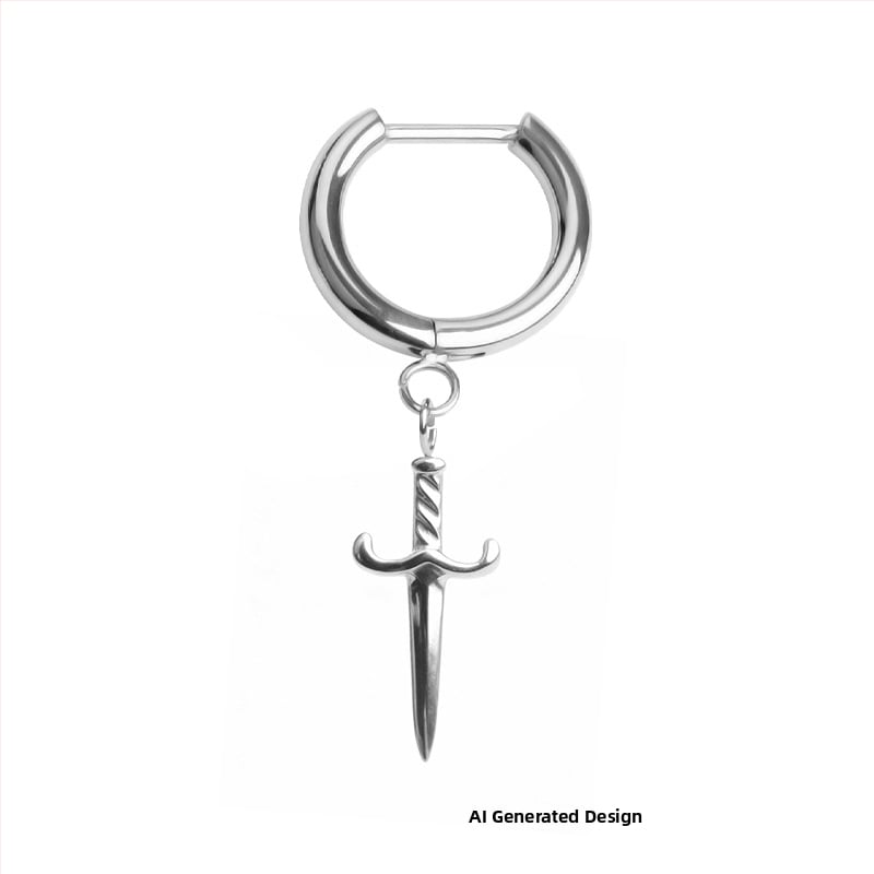 D formos titano lydinio auskarai su intarsija, unisex, minimalistinis stilius, ilgas pakabukas