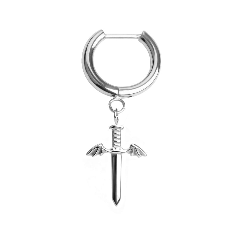 D formos titano lydinio auskarai su intarsija, unisex, minimalistinis stilius, ilgas pakabukas