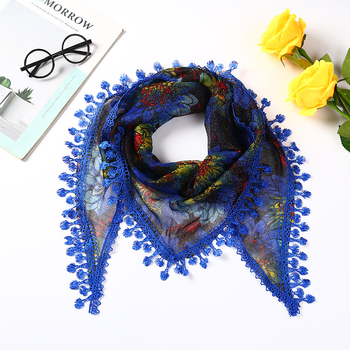 Șal triunghiular din velur cu model floral, țesătură jacquard, Swiftone, inspirație japoneză-coreeană