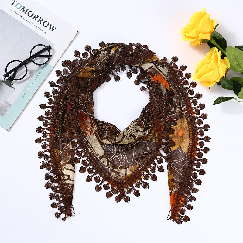 Șal triunghiular din velur cu model floral, țesătură jacquard, Swiftone, inspirație japoneză-coreeană