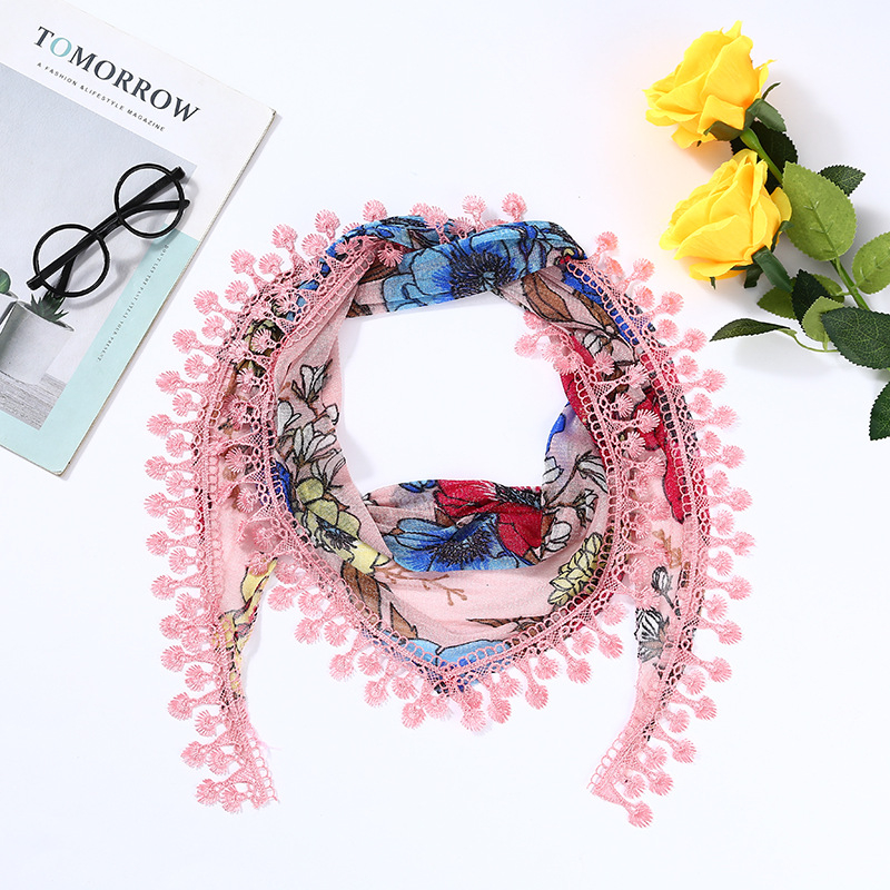 Șal triunghiular din velur cu model floral, țesătură jacquard, Swiftone, inspirație japoneză-coreeană