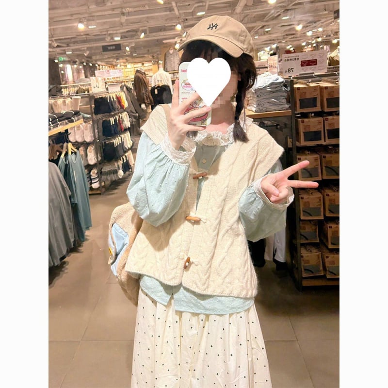 Naiste kolmekomponentne kudumite komplekt: cardigan, vest ja särk, kihtide peal mini seelik | Polüester, pikad varrukad, sügistalvine 2025 väljaanne