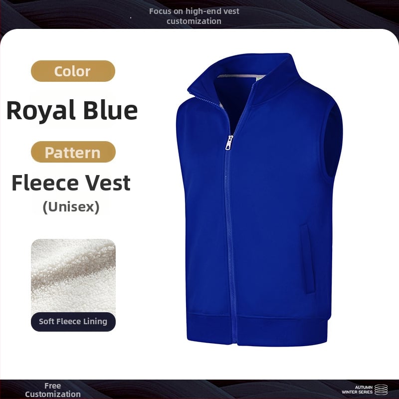 Fleece vest ar statīvu kaklu, rāvējslēdzējs, corduroy audums, vienkrāsains