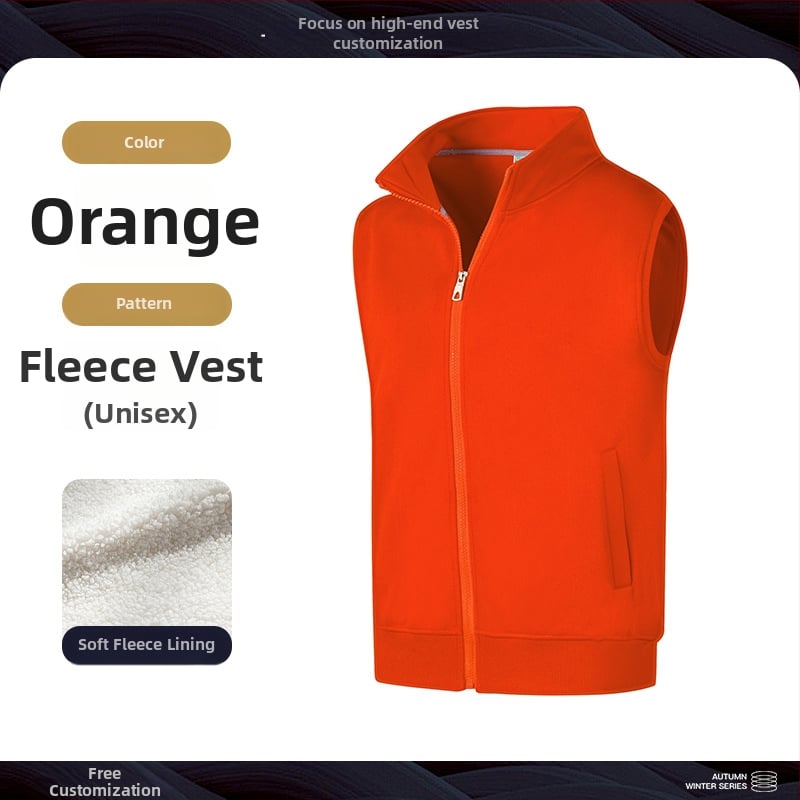 Fleece vest ar statīvu kaklu, rāvējslēdzējs, corduroy audums, vienkrāsains