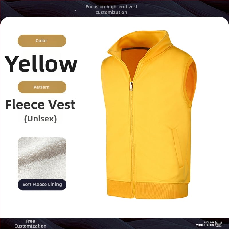 Fleece vest ar statīvu kaklu, rāvējslēdzējs, corduroy audums, vienkrāsains