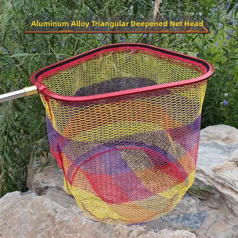 Velika mrežna glava za ribolov, trokutasti aluminijski okvir, gumom premazan protiv zapetljavanja, duboki džep mreže