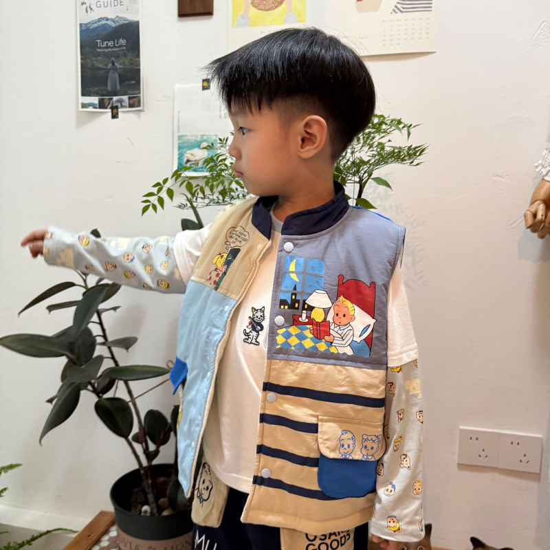 Bērnu kokvilnas veste kardigāna stilā, universāla, ar fleece odere, bieza ziemai