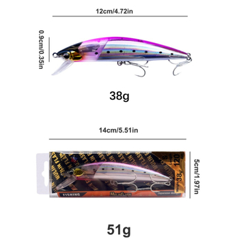 Năluci Minnow, greutate 38 g, corp artificial, design bioinspirat