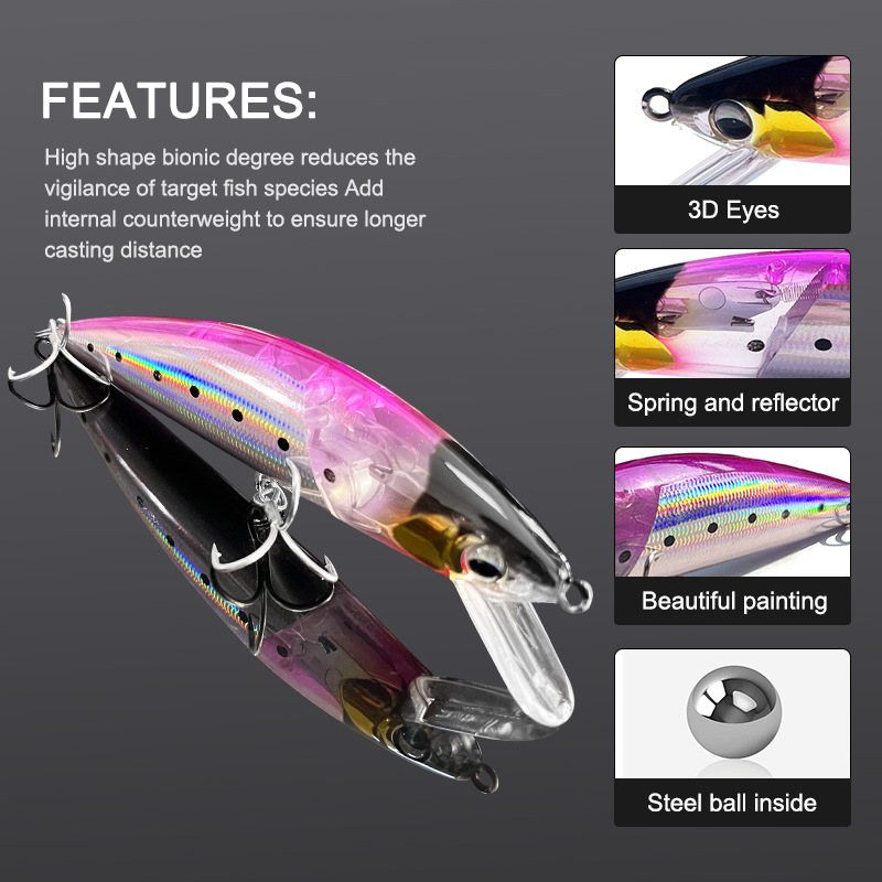 Năluci Minnow, greutate 38 g, corp artificial, design bioinspirat