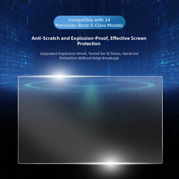 Mercedes-Benz E-Class E260L/E300L centrālā vadības un navigācijas ekrāna aizsargstikls – viengabala, skrāpējumu izturīgs, pret pirkstu nospiedumiem, temperatūras izturīgs