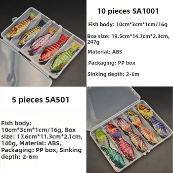 Momeli pentru pescuit – set cu cutie multisectionată, năluci scufundătoare dure, momeli artificiale, echipament de pescuit personalizabil