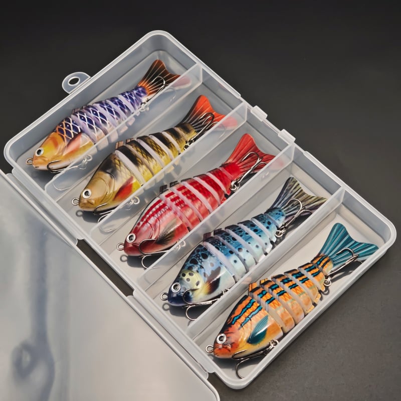 Momeli pentru pescuit – set cu cutie multisectionată, năluci scufundătoare dure, momeli artificiale, echipament de pescuit personalizabil