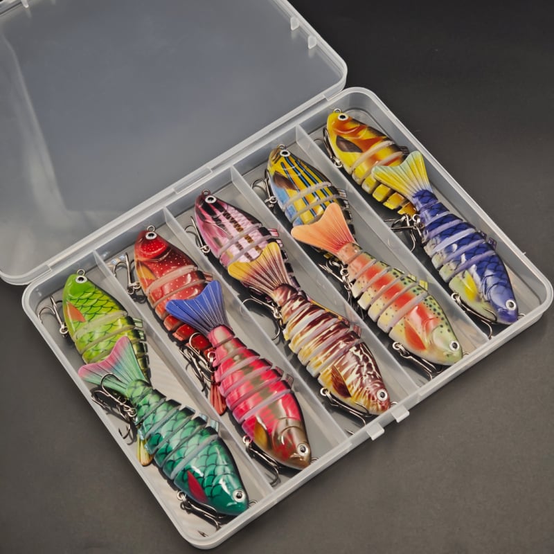 Momeli pentru pescuit – set cu cutie multisectionată, năluci scufundătoare dure, momeli artificiale, echipament de pescuit personalizabil