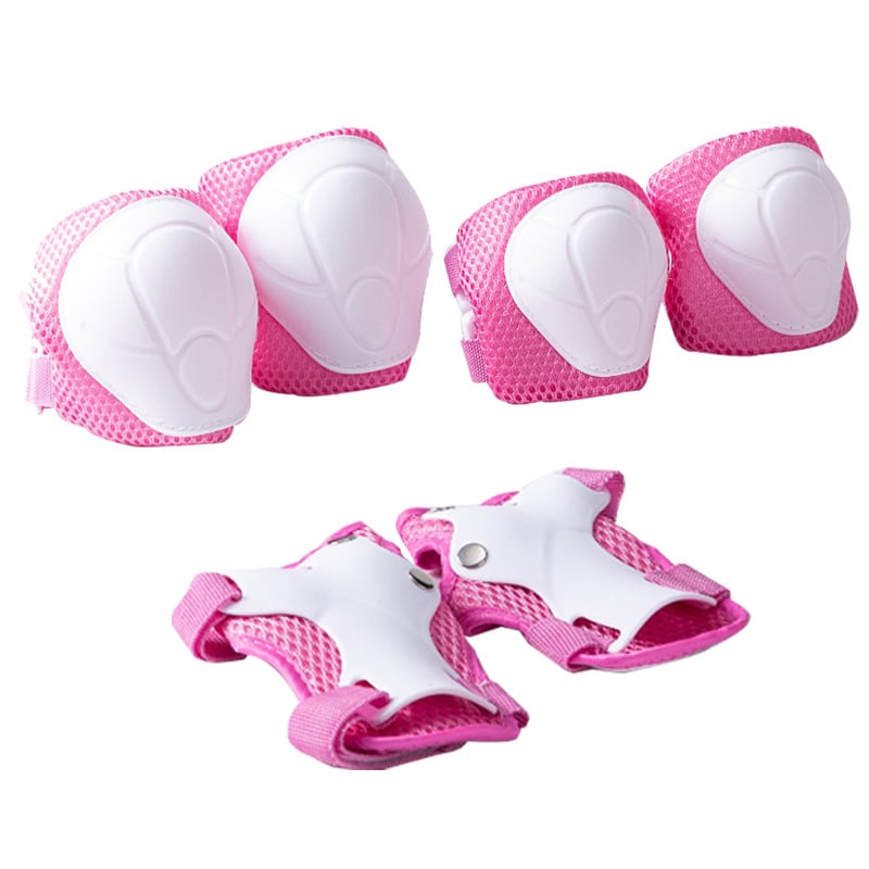 Set de protecție pentru copii, 6 piese: genunchiere, protecții pentru coate și palme, pentru role, trotină, bicicletă cu echilibru și patine