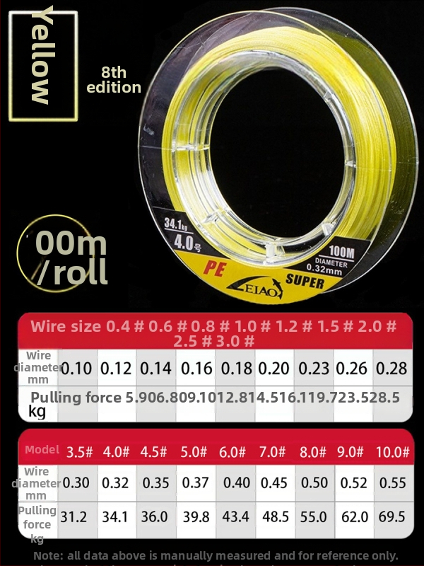 Glavna ribolovna linija za mamce (PE; nosivost 6–25 kg; Rayao; Zhejiang; 200 kom.)