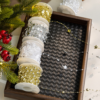 Ziemassvētku egles dekori — plastmasas pērļu ķēde un Baby's Breath pērļu virkne DIY pušķiem | Zīmols: Snow fir christmas | Svētki: Ziemassvētki