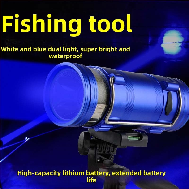 Lampa de pescuit de noapte cu LED, corp din aliaj de aluminiu, reîncărcabilă, LED, rază 100–200 m