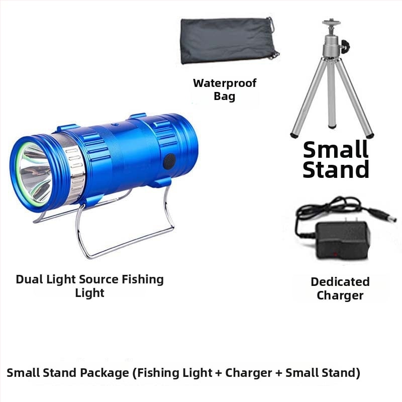 Lampa de pescuit de noapte cu LED, corp din aliaj de aluminiu, reîncărcabilă, LED, rază 100–200 m