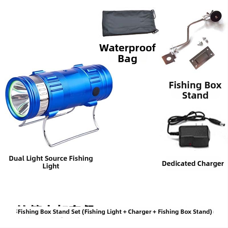 Lampa de pescuit de noapte cu LED, corp din aliaj de aluminiu, reîncărcabilă, LED, rază 100–200 m