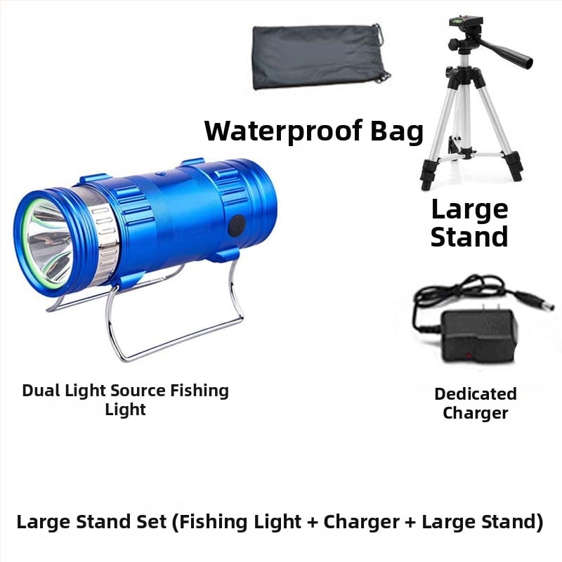 Lampa de pescuit de noapte cu LED, corp din aliaj de aluminiu, reîncărcabilă, LED, rază 100–200 m