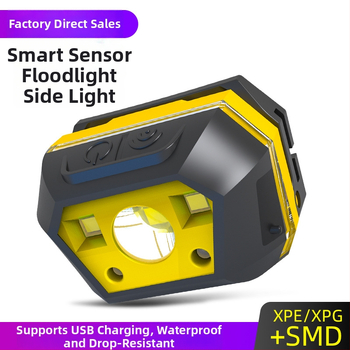 Lanternă frontală LED cu încărcare USB, impermeabilă, pentru camping în aer liber, rază fascicul 0–200 m, autonomie 3–6 ore