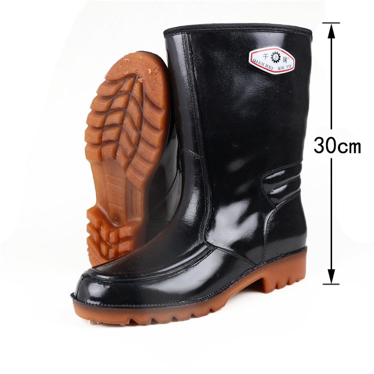 Cizme de ploaie din plastic pentru bărbați, până la gleznă, impermeabile, antiderapante, talpă turnată prin injecție