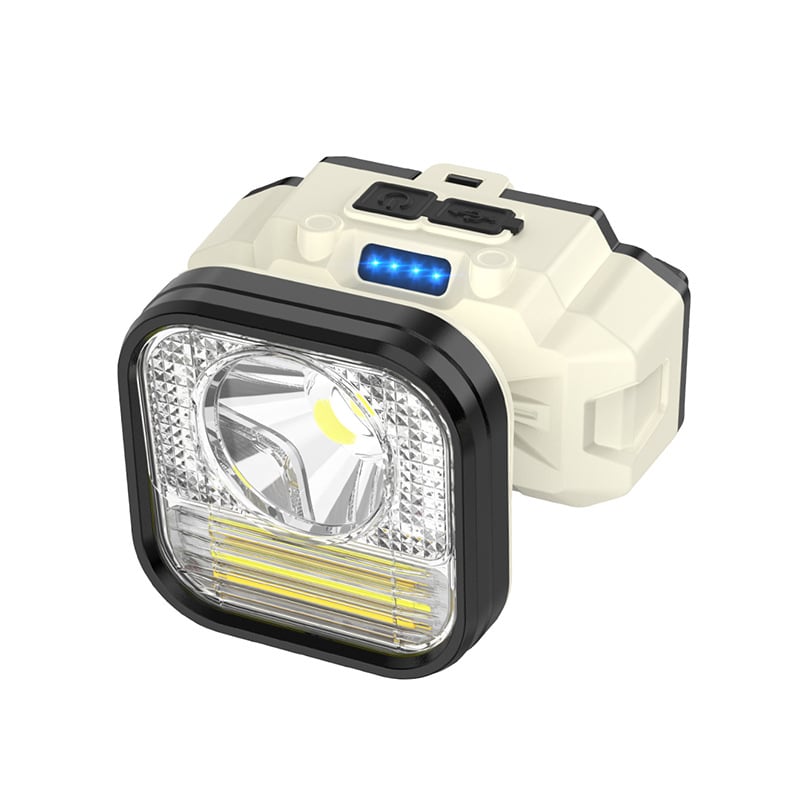 Lanternă frontală cu senzor, baterie 1200mAh, LED + bec, lanternă pentru bicicletă, drumeții în aer liber și pescuit noaptea, rază 50–100 m